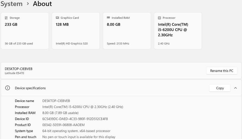 Laptop DELL Latitude E5470, i5-6200U, 8GB RAM, SSD 256GB