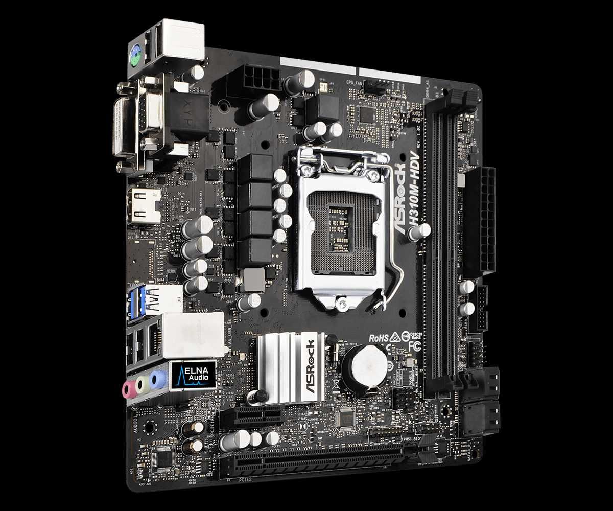 ASRock H310M-HDV, H310, LGA1151 (Intel), ОЗУ 2xDDR4 DIMM, 32Гб,