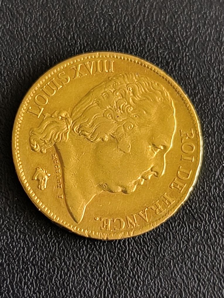 20 франка 1819 год,Луи XVIII, злато 6.45 гр,900/1000 (21.6 к)