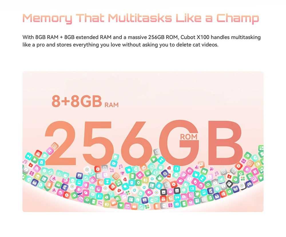 CUBOT X100 - 6.88", 8GB+8GB/256GB, 5100mAh, 64MP, Android 15
