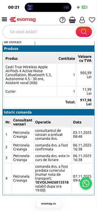 Airpods 4 cu Anulare Zgomot