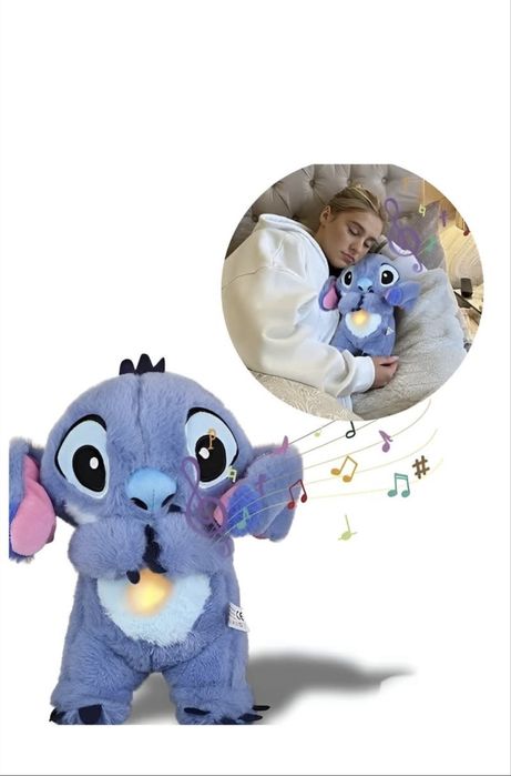 Ursulet plus stitch 15cm/20cm/25cm/35cm/lumineaza si respira/canta