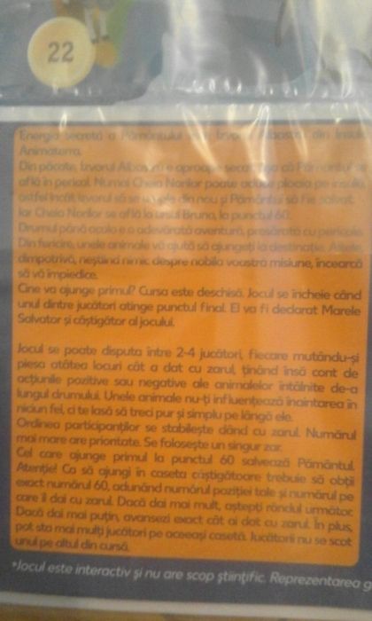 Joc Animaterra (gen Piticot) afis cu traseu, 4pioni, zar, nou, sigilat