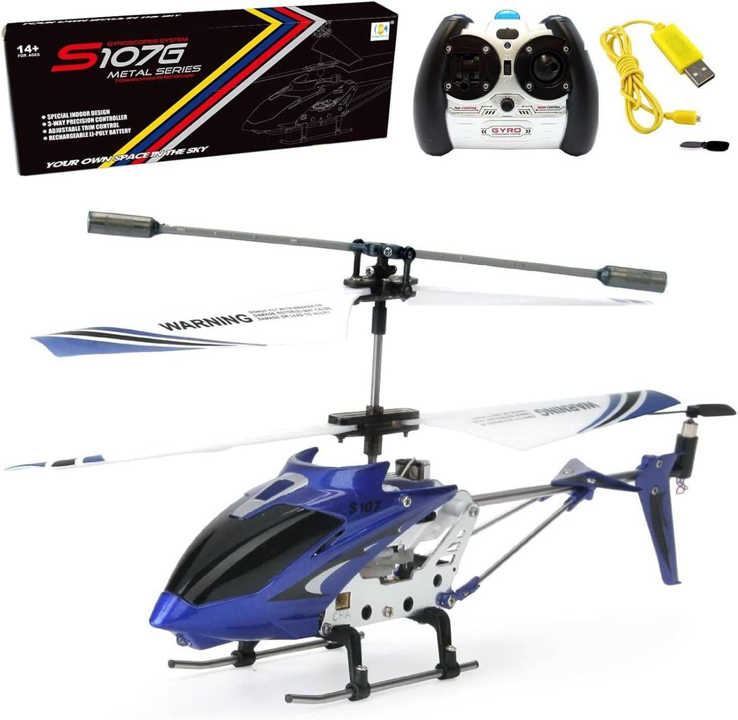 SYMA S107G 3-канален RC хеликоптер с жироскоп, син