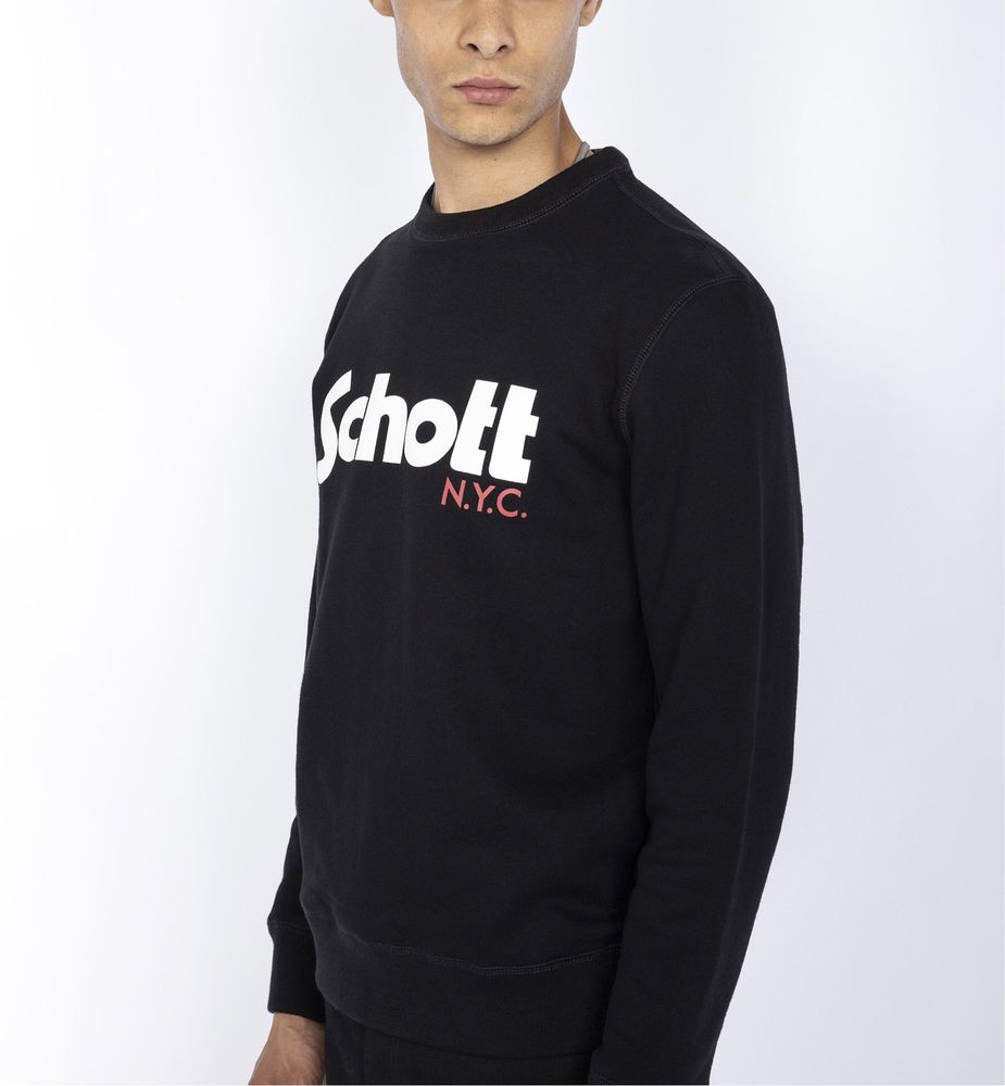 НОВ SCHOTT NYC Logo Crewneck Sweater - мъжки суичър/блуза - р.L