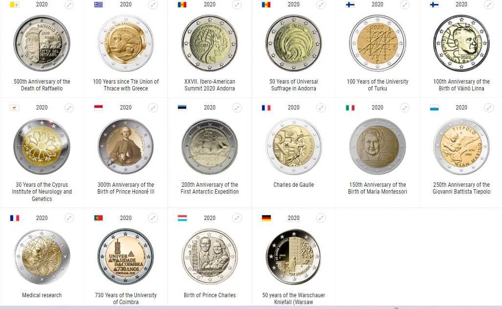 Сет 2 евро монети (възпоменателни) 2019-2021 / 2 Euro Coins
