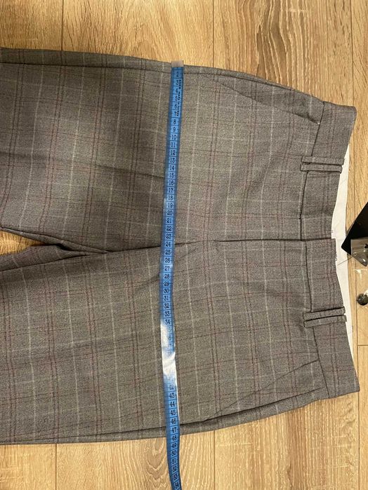 Pantaloni clasici conici gri carouri Mango 36