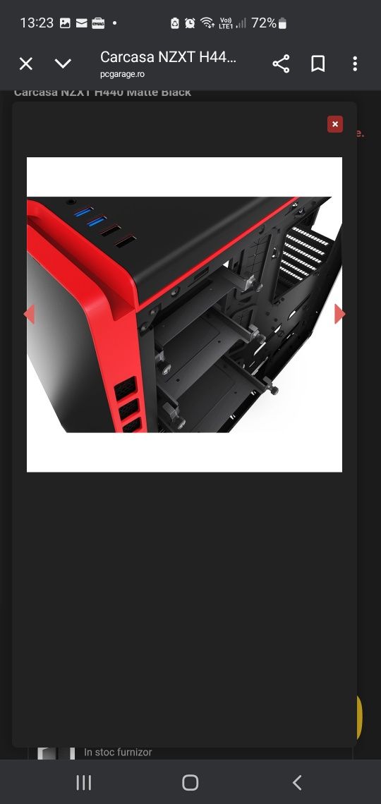 Carcasa pc NZXT H440 Matte Black , Negru cu roșu