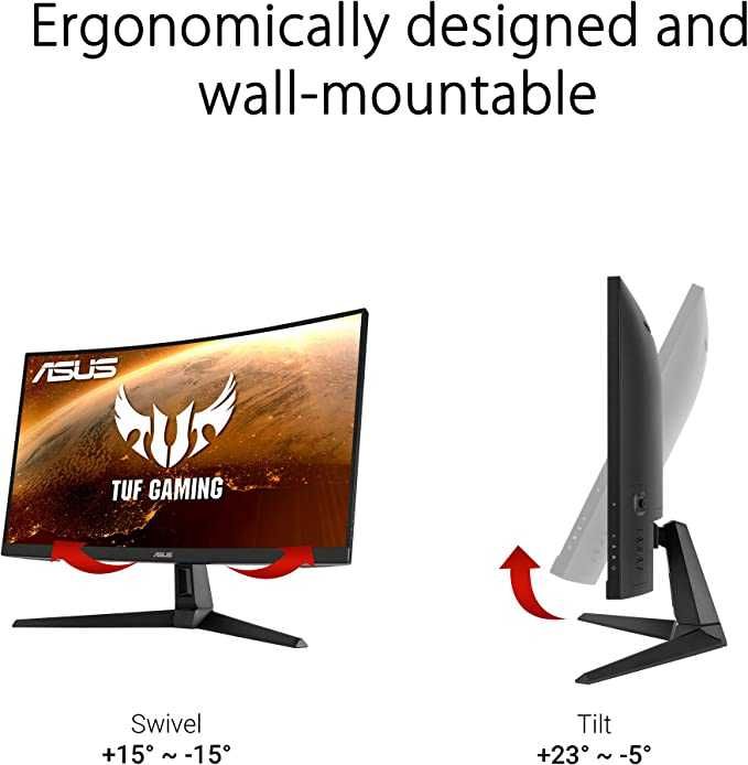 ASUS TUF Gaming VG27VH1B 27” Curved Monitor, 1080P Full HD, 165Hz