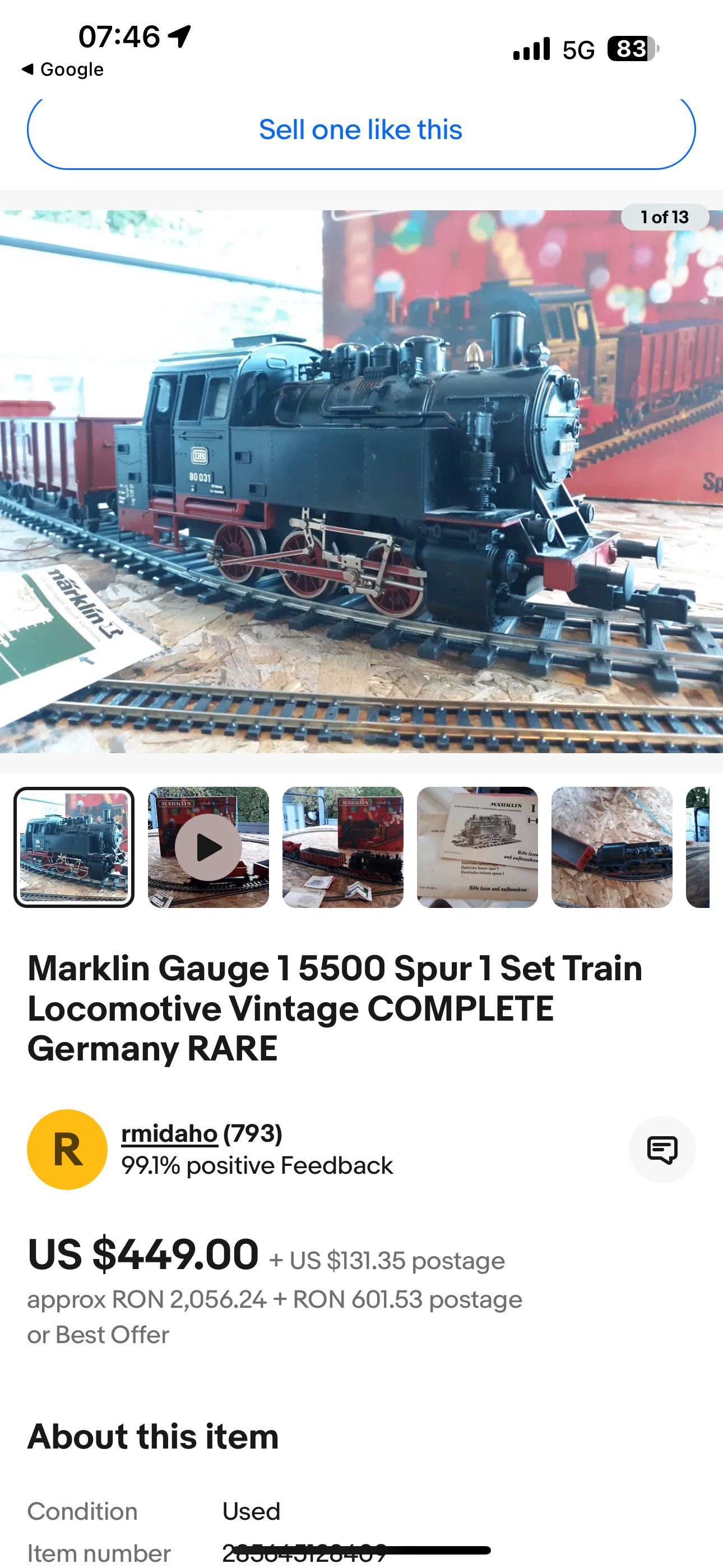 Marklin 5500 Spur 1 an 1970 set tren sine foarte rar locomotiva vagon