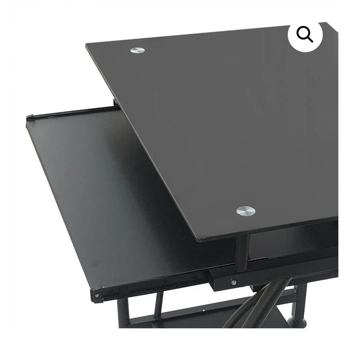 Бюро за лаптоп – компактно със стъклен плот – 70 см x 50 см – черно