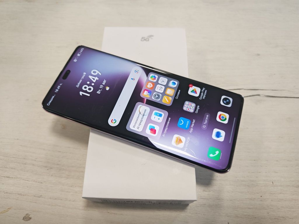 Бартер! Като нов Honor Magic 7 Lite 5G 8 GB  RAM 256 GB Purple Гаранци