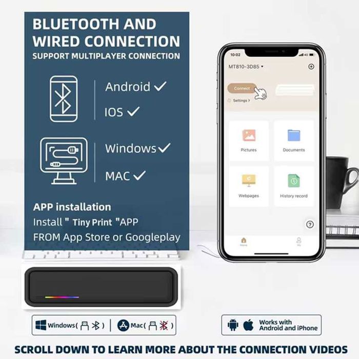 Imprimanta Termica Portabila A4, VALA® X9, Bluetooth