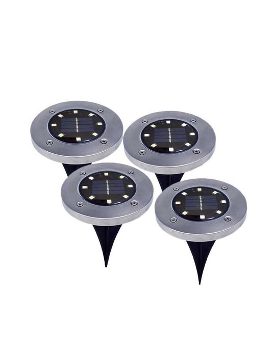 Set 4 x lampa solara cu 4 leduri si senzor de lumina cu fixare in sol