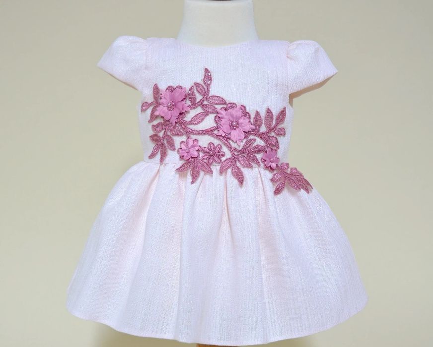 rochita botez Charrisma stralucitoare roz cu flori pt 5-6 luni