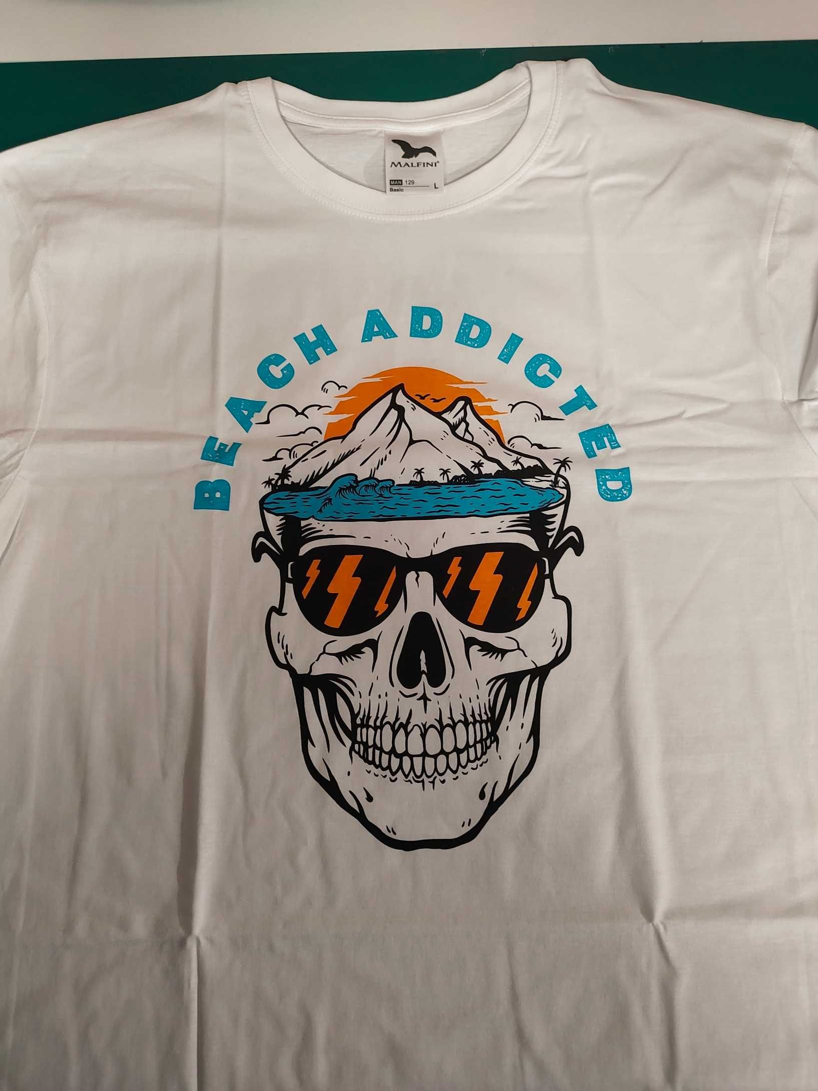 Мъжки тениски “Beach Addicted” с череп и плажен дизайн – Нова