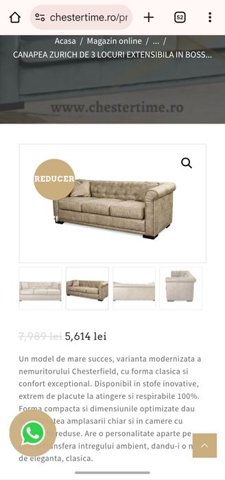 Set Chesterfield canapea si fotoliu