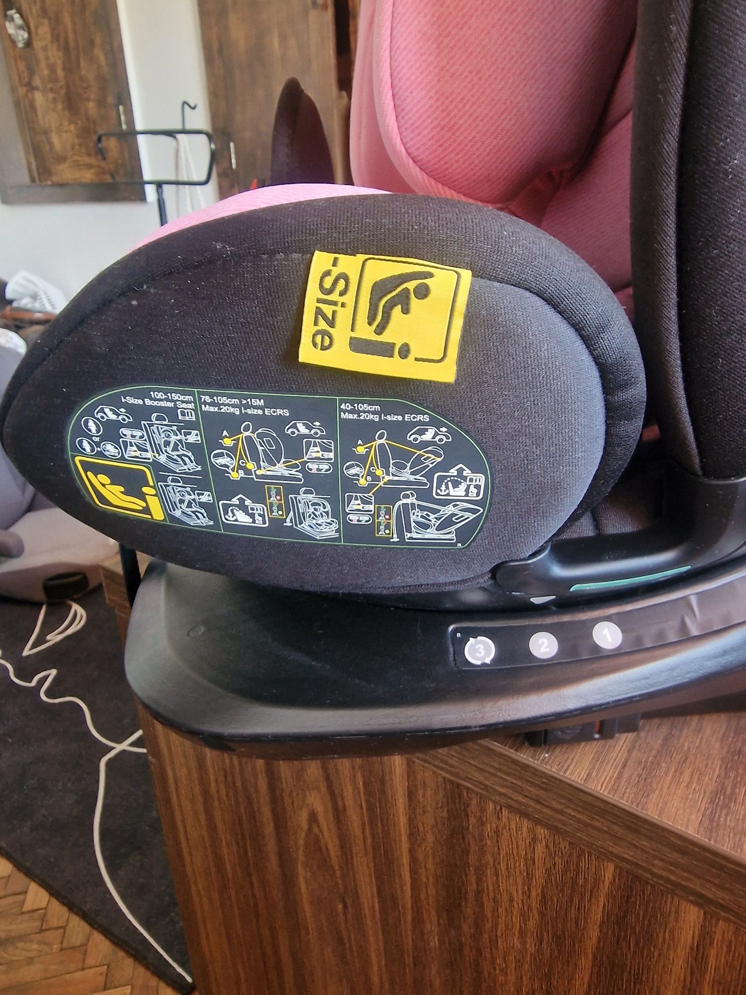 Scaun auto little bird 0-20kg rotativ 360 cu isofix roz