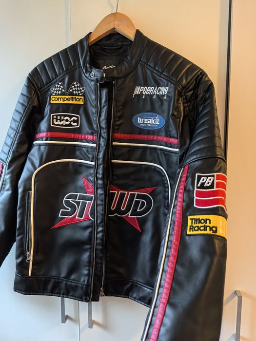 Geacă biker/moto bărbați, piele ecologică, mărimea M, Pull and Bear