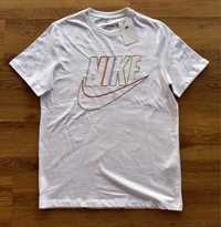 Мъжка,памучна,бяла тениска Nike с бродирано лого