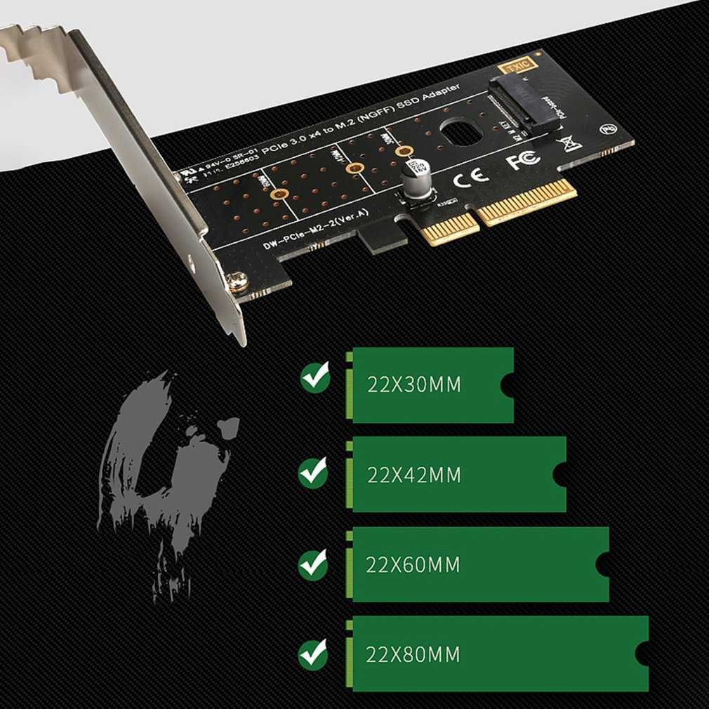 Преходник M.2 (M2) SSD NVME към PCI-E 3.0 x4 + Гаранция