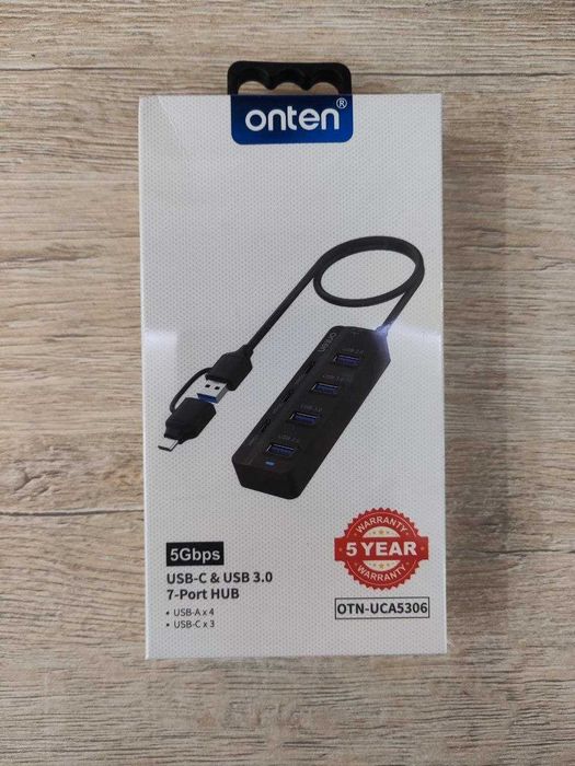 USB Onten UCA5306 7 в 2 USB3.0 + Type-C 7-порт