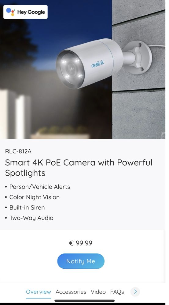 Reolink RLC 812A камера за наблюдение с PoE, разпознаване на човек