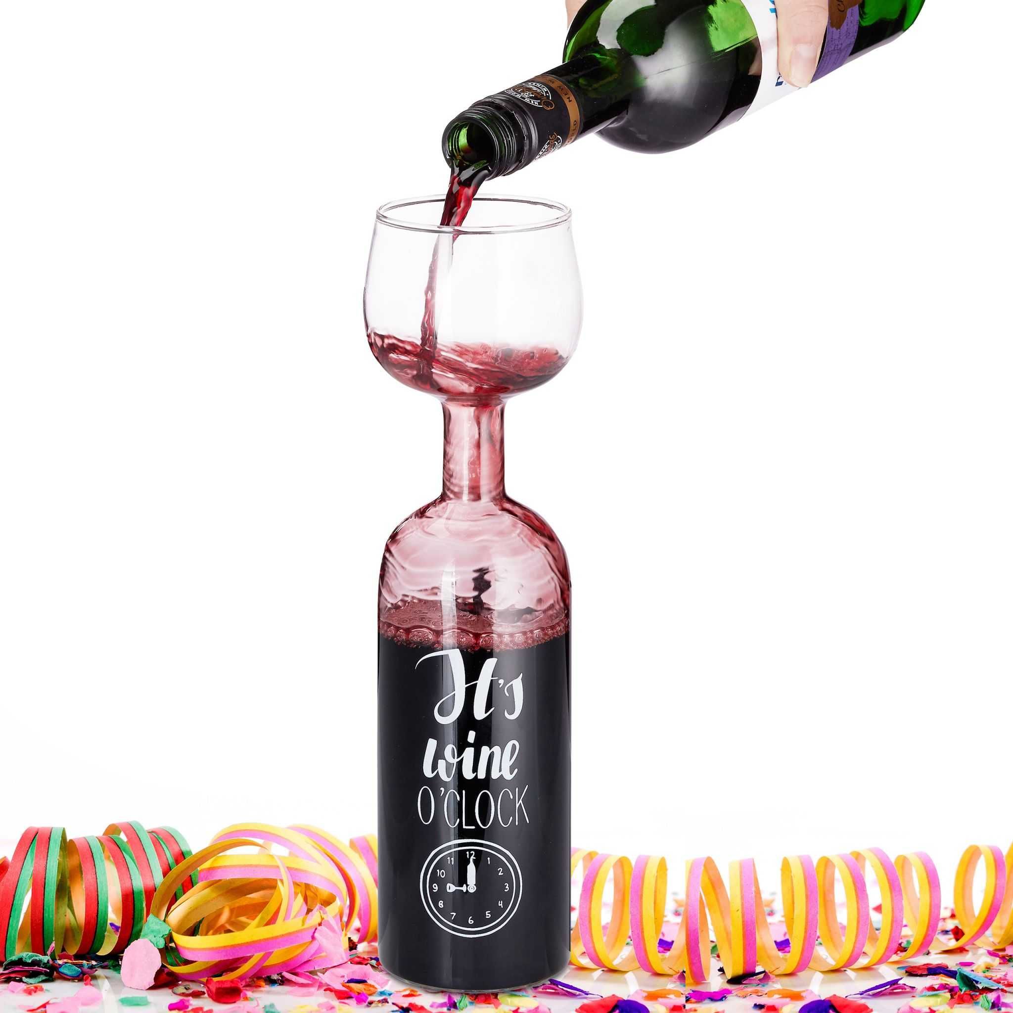 Pahar de vin XL inscriptie "It's wine o'clock" cadou amuzant 750 ml