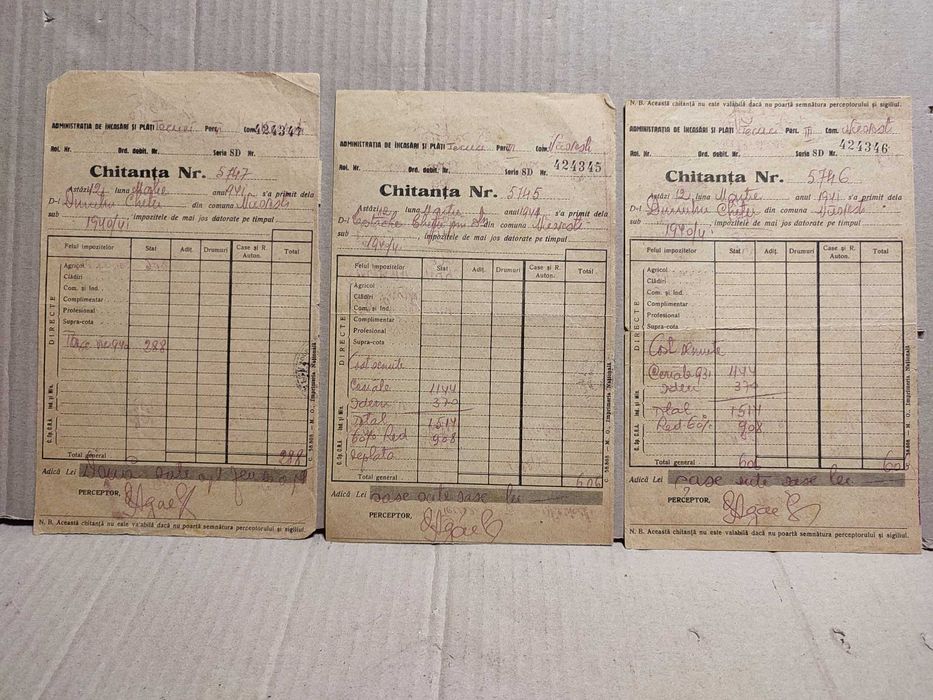 Certificate, adeverinte, chitante, diferite extrase, etc.