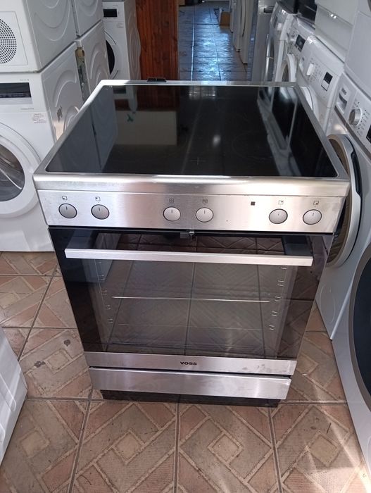 Иноксова свободно стояща печка скерамичен плот VOSS  2 години гаранция