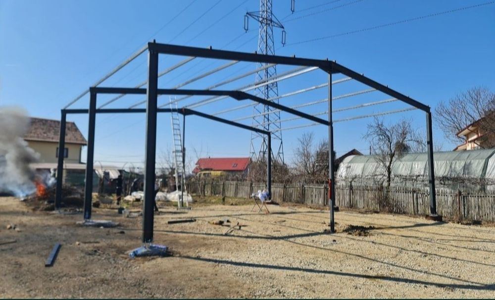 Hala metalica 8x10la pret corect de 2500e cu montaj din profile cu tea