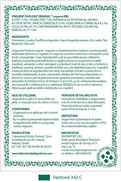 Unguent Pavlovic original (pentru bebeluși)