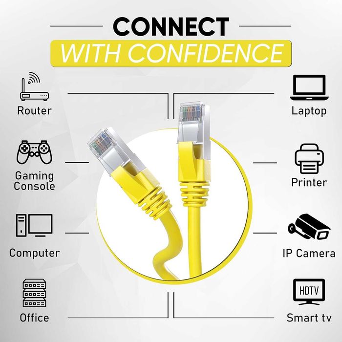 Mr. Tronic 50 м Cat7 мрежов кабел SFTP с RJ45 конектори жълт