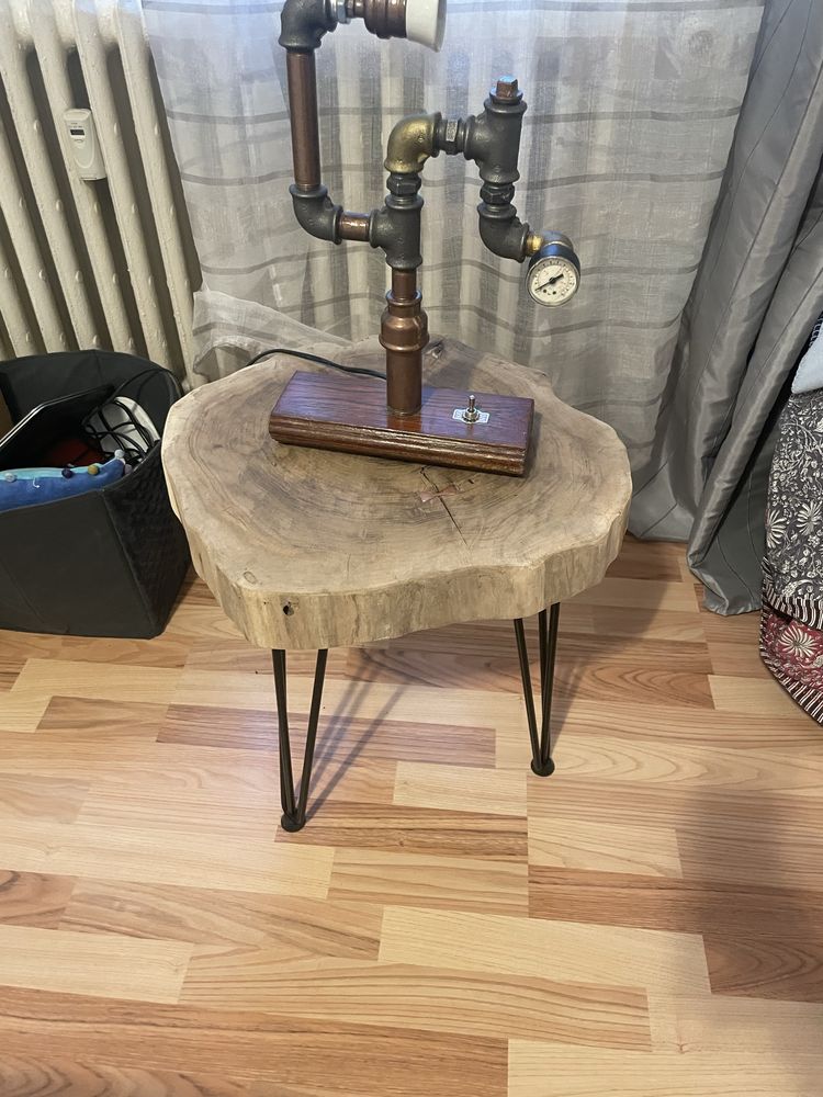 Masa cafea cu blat din nuc, handmade