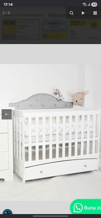 Patut tapitat din lemn multifunctional Vittoria Gray - MAMO-TATO