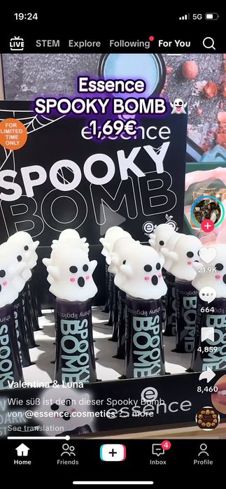 Гланц за устни лимитирана серия за Хелоуин essence spooky bomb