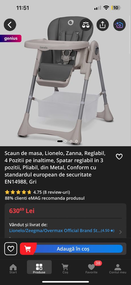 Vand scaun masa bebe