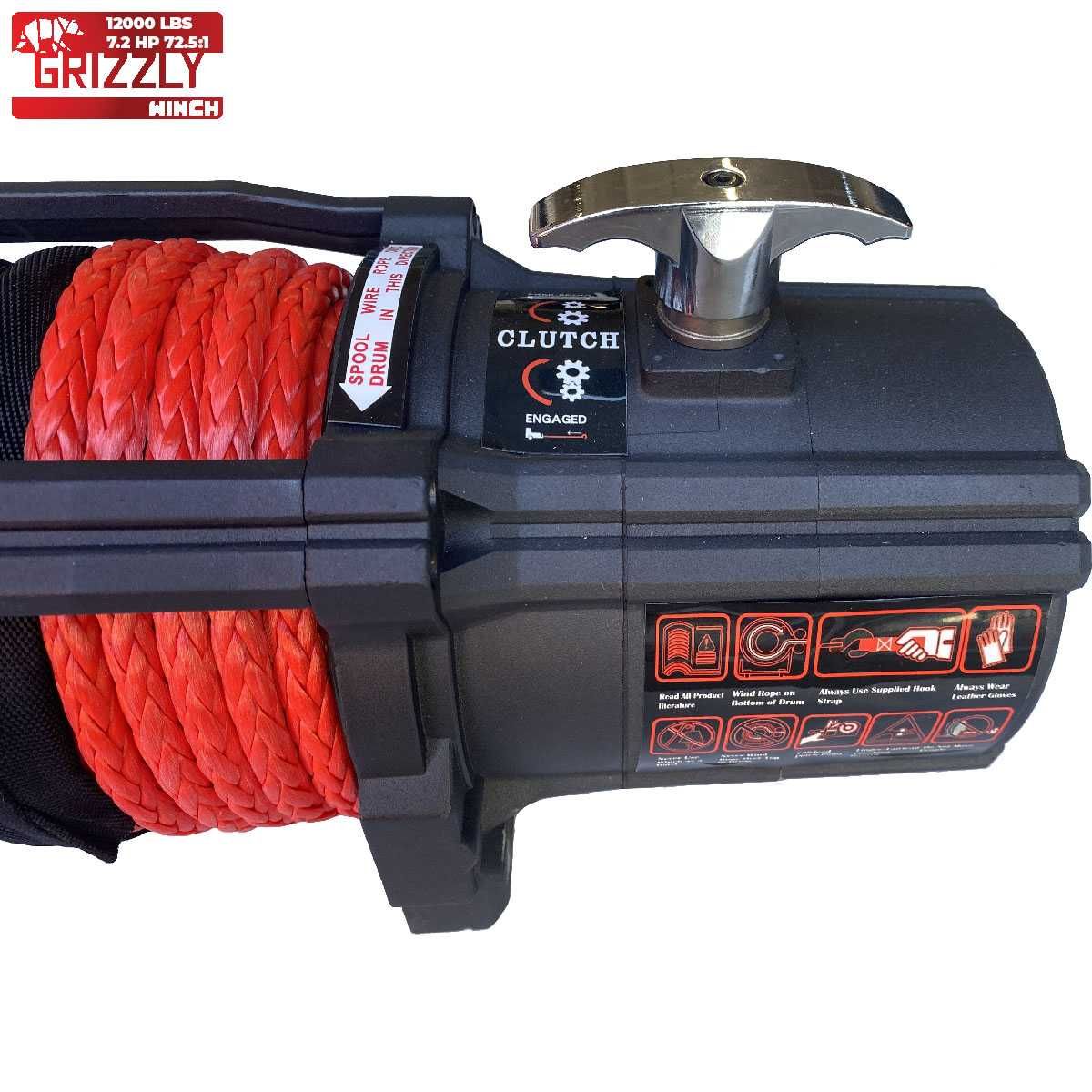 Troliu Grizzly Winch 12000lbs (5454kg) Raport 72.5:1 cu sufa sintetica