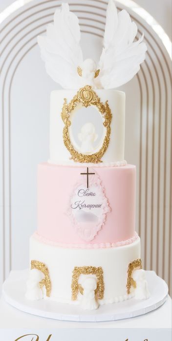 Бутафорна торта за кръщене, годинка