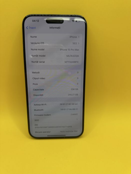 iPhone 15 Pro Max 256 GB Blue Titanium Baterie 95%