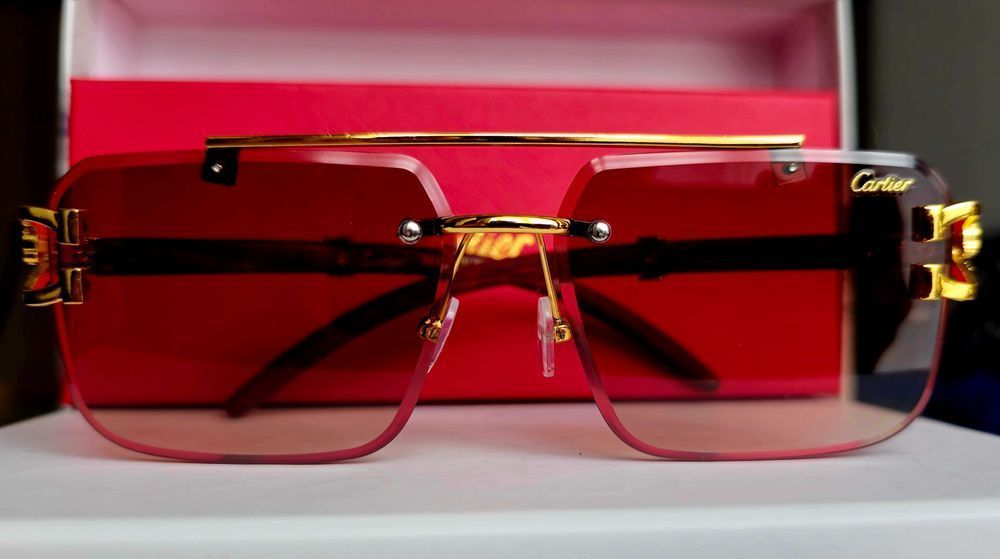 Ochelari de soare rimless Cartier Leopard Brown