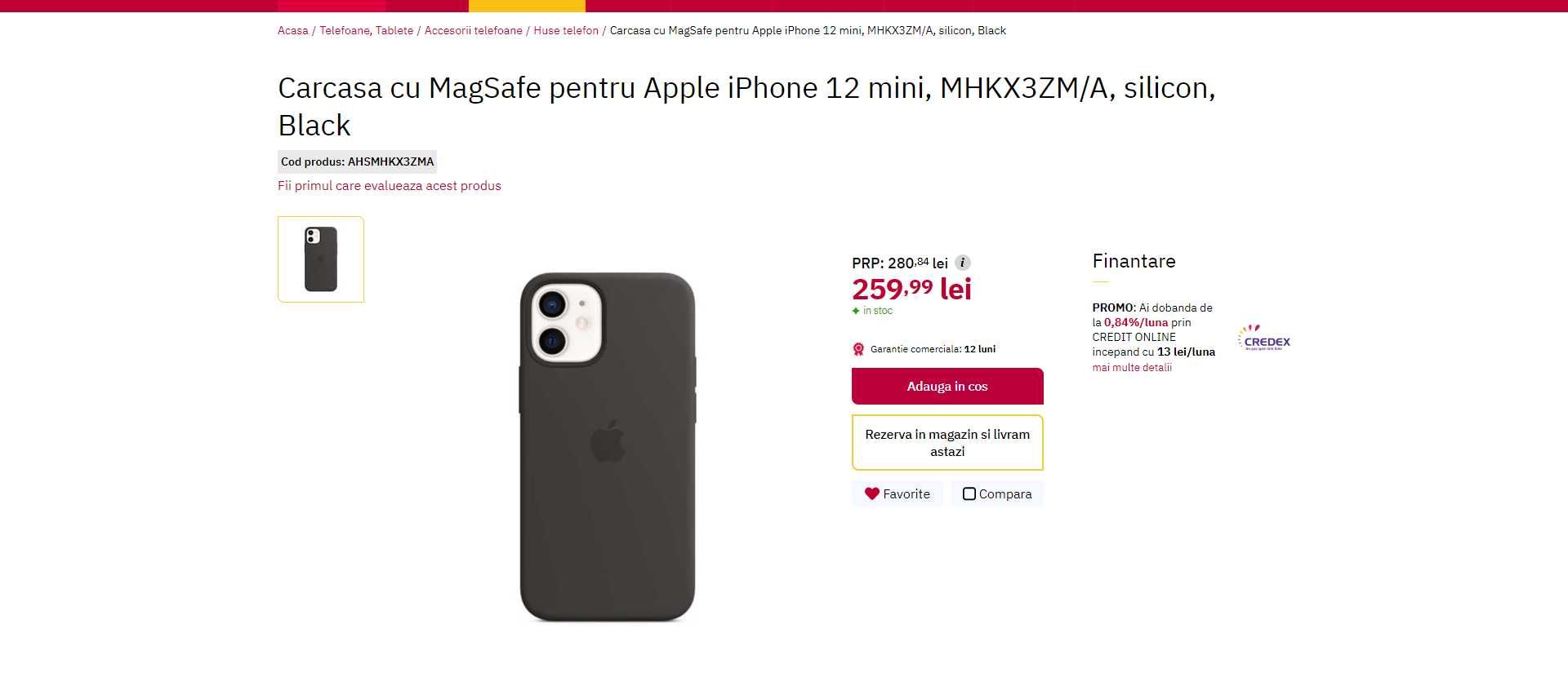 Husa de protectie Apple Silicone pentru iPhone 12 mini, MagSafe, Negru