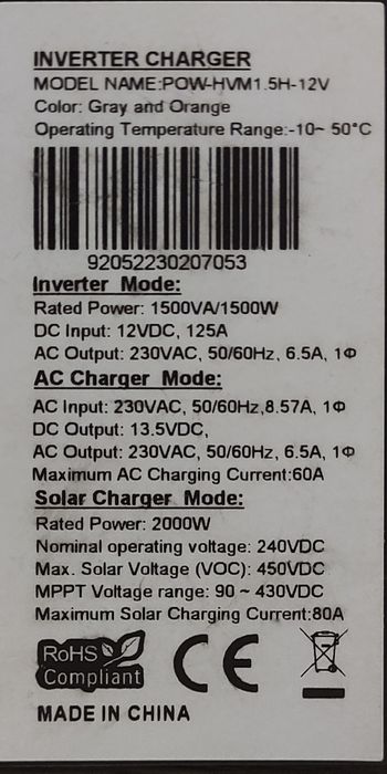 Invertor off grid 12v 1500w