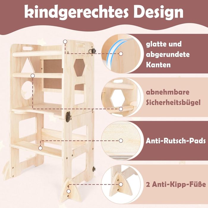 Turn de învățare pentru copii, turn de învățare Montessori 3 în 1,