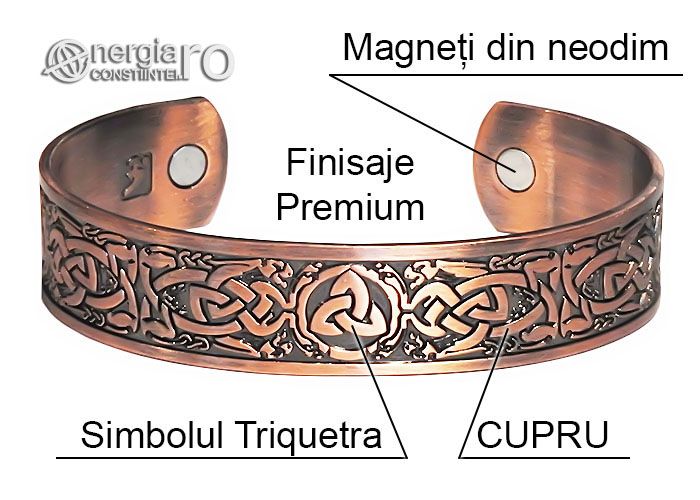 Brăţară Magnetică Energetică Triquetra din CUPRU - cod BRA045