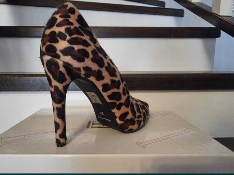 Pantofi piele Cavallino, model leopard