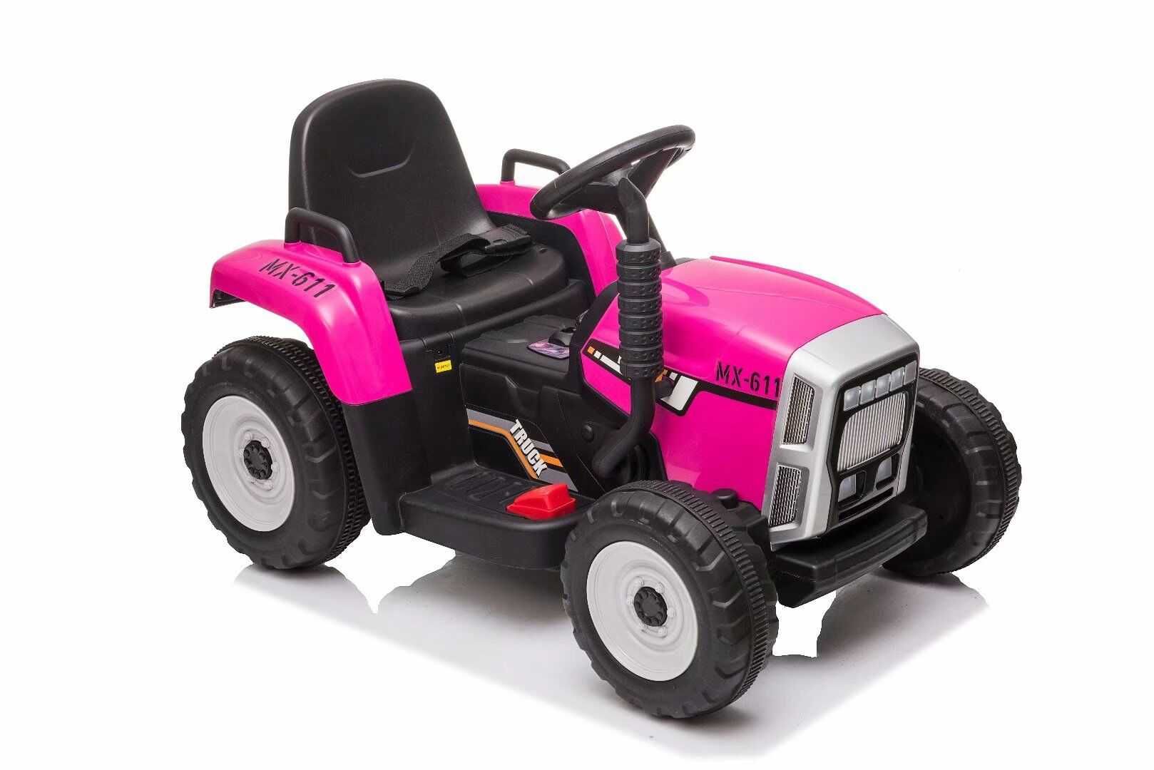 Tractoras electric Kinderauto BJ611 2x30W 12V RC BT Remorca RED Rose