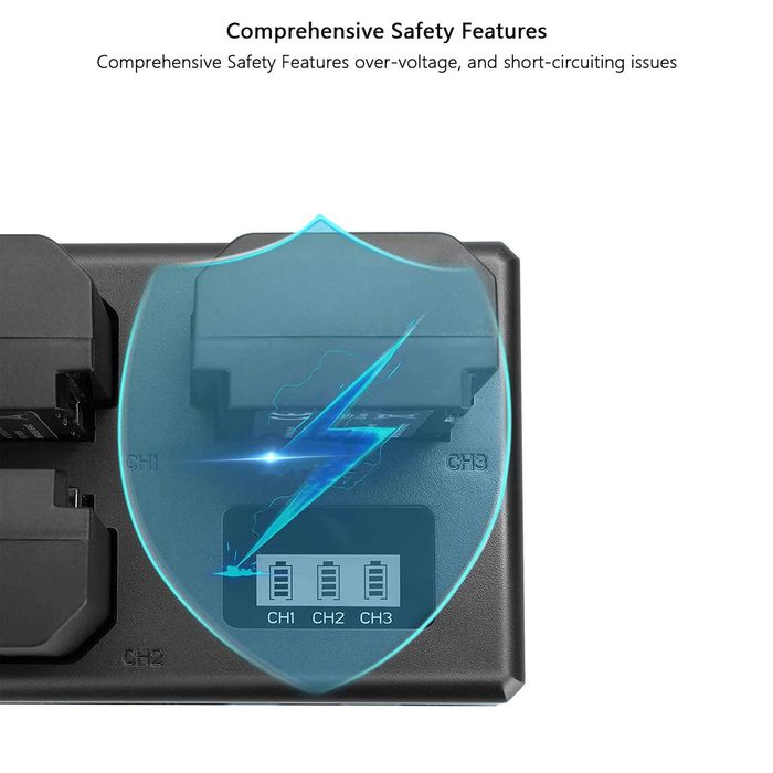 Incarcator triplu acumulatori Canon LP-E6 Sony NP-FZ100 Sony NP-FW50