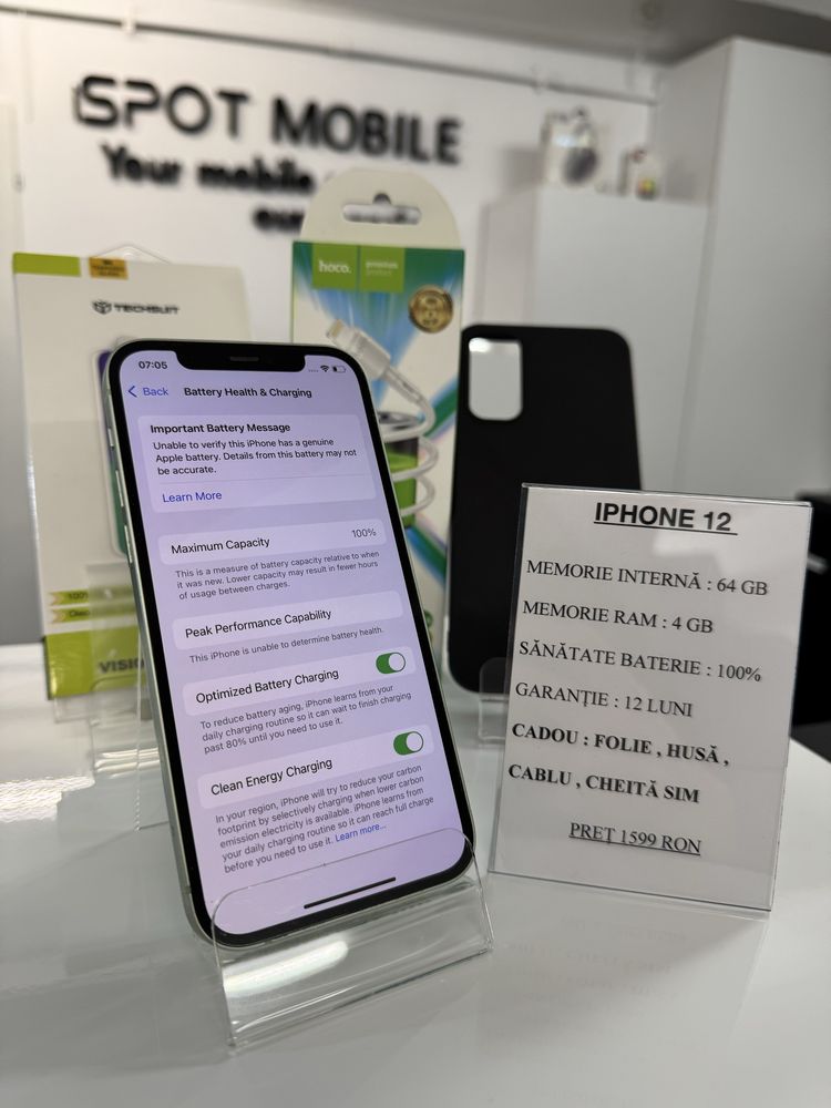  iPhone 12 black 128 si 64 gb , 100% ! Garantie 12 luni + cadou