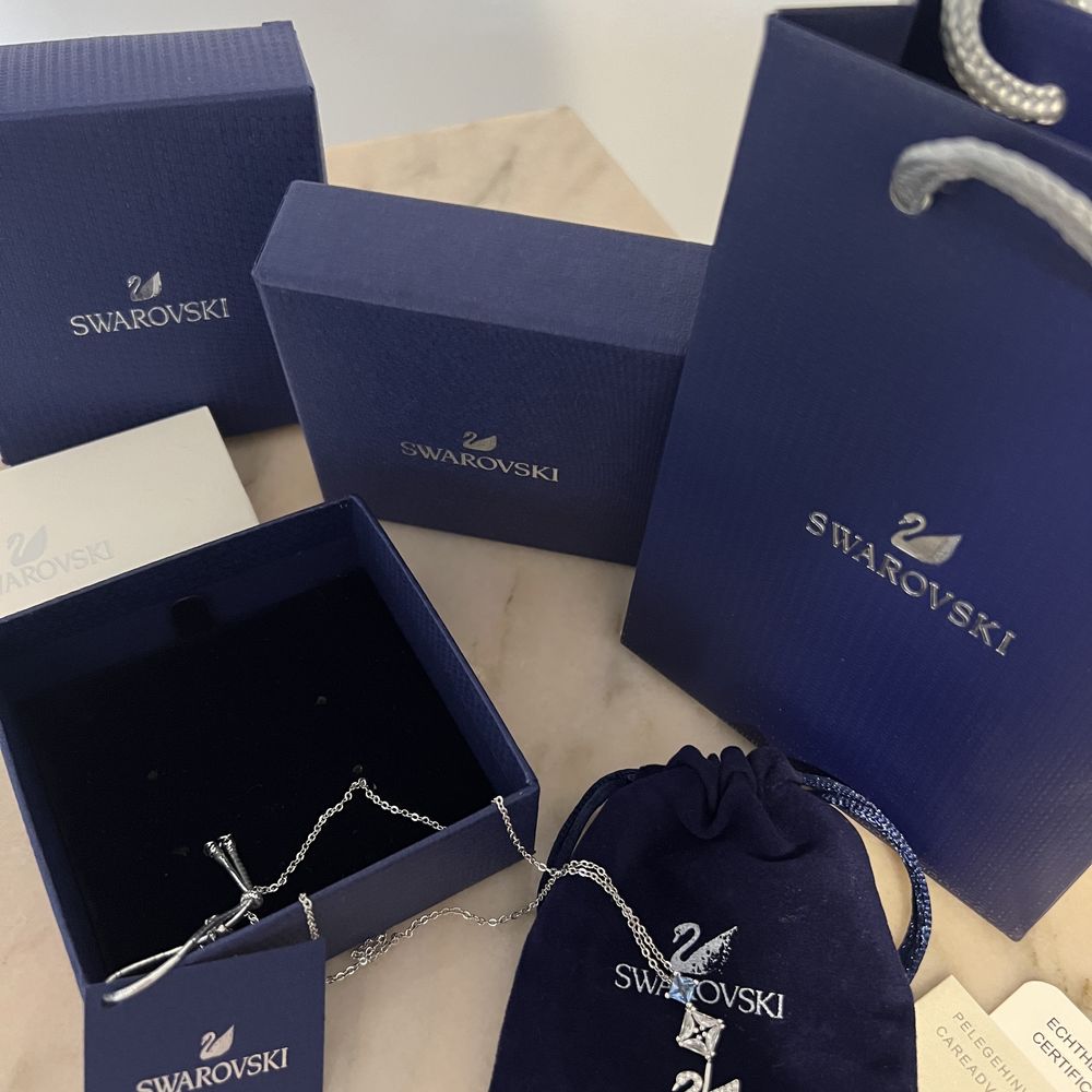 Lănțisor Swarovski Dancing Swan Blue